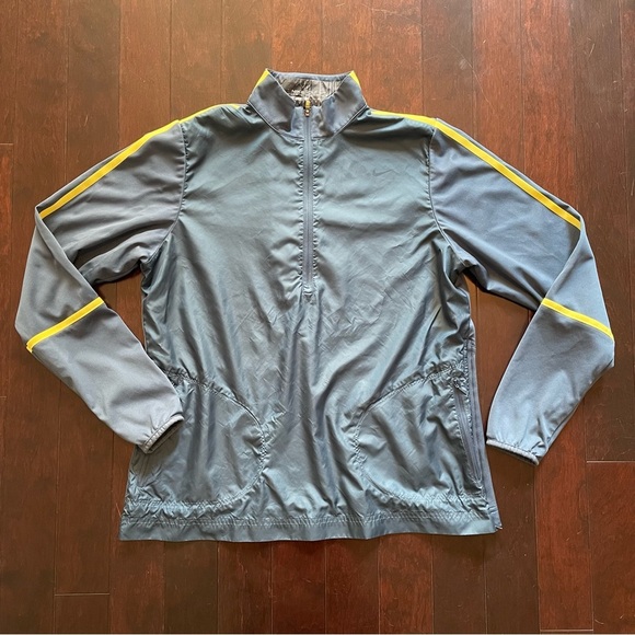 Nike Golf Womens 1/4 Zip Jacket Size Large Slate Blue & Yellow Zip Pockets - Picture 1 of 7